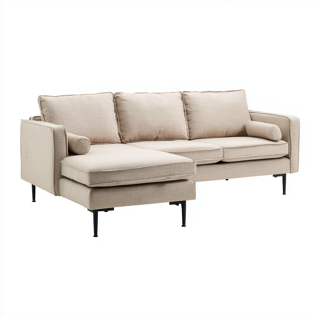 Canapé d'angle tissu beige 275x150x85 cm - design moderne - confortable-Homigetio