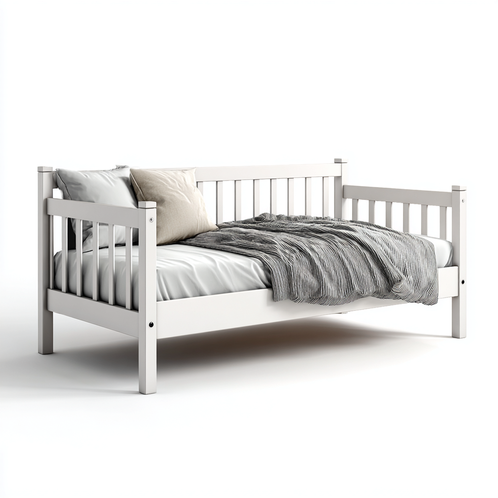 Lit simple Bois 200x100x90 cm - Blanc - Style moderne-Homigetio