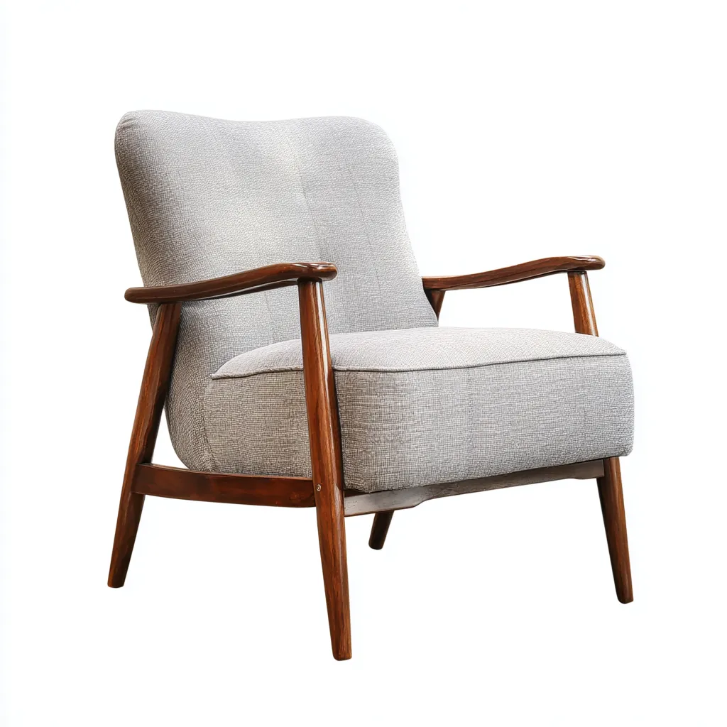 Fauteuil Tissu-Bois 80x78x95 cm - Gris clair - Style vintage-Homigetio