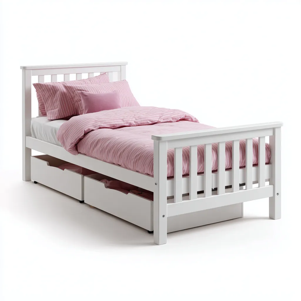 Lit simple Bois 200x100x95 cm - Blanc - Style moderne-Homigetio