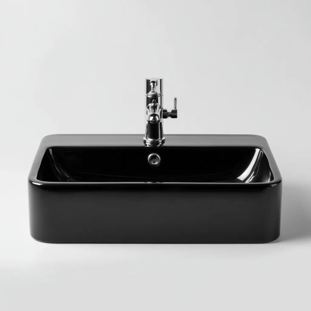 Lavabo céramique 55x38x16 cm - noir - design moderne adapté à la salle de bain-Homigetio