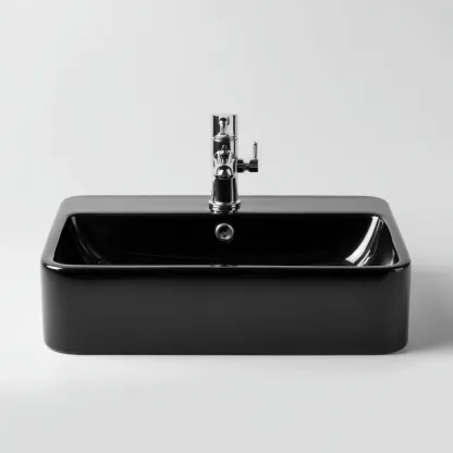 Lavabo céramique 55x38x16 cm - noir - design moderne adapté à la salle de bain-Homigetio