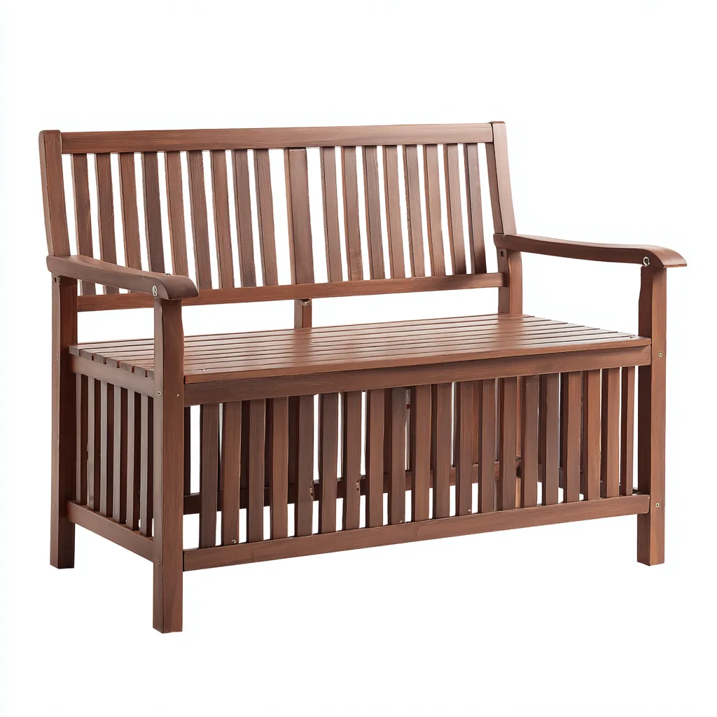 Banc de jardin en bois 125x60x90 cm - marron - adapté à l'extérieur - design classique à lattes-Homigetio