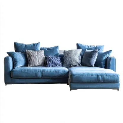 Canapé d'angle en tissu 290x165x88 cm - bleu - design moderne adapté au salon-Homigetio