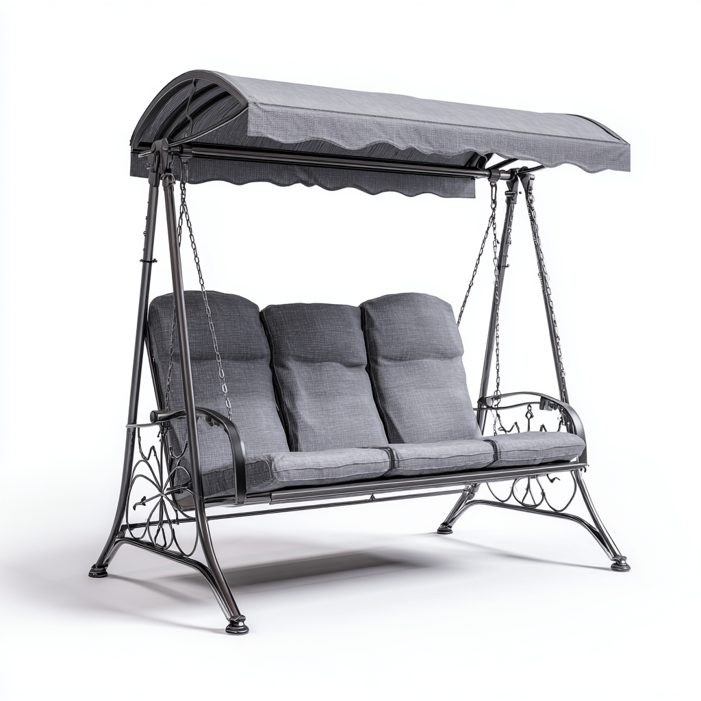 Balancelle de jardin Métal-Tissu 205x130x175 cm - Gris - Style classique-Homigetio