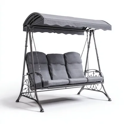 Balancelle de jardin Métal-Tissu 205x130x175 cm - Gris - Style classique-Homigetio