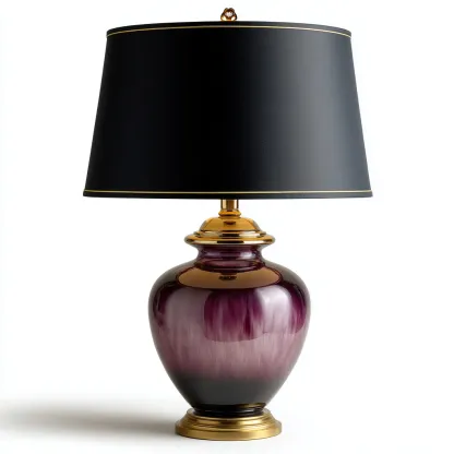 Lampe de table Verre-Tissu 30x30x52 cm - Violet-Noir-Or - Style classique-Homigetio