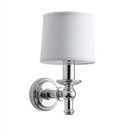 Applique murale métal chrome 28x16x32 cm - blanc - adaptée à la chambre - design moderne-Homigetio