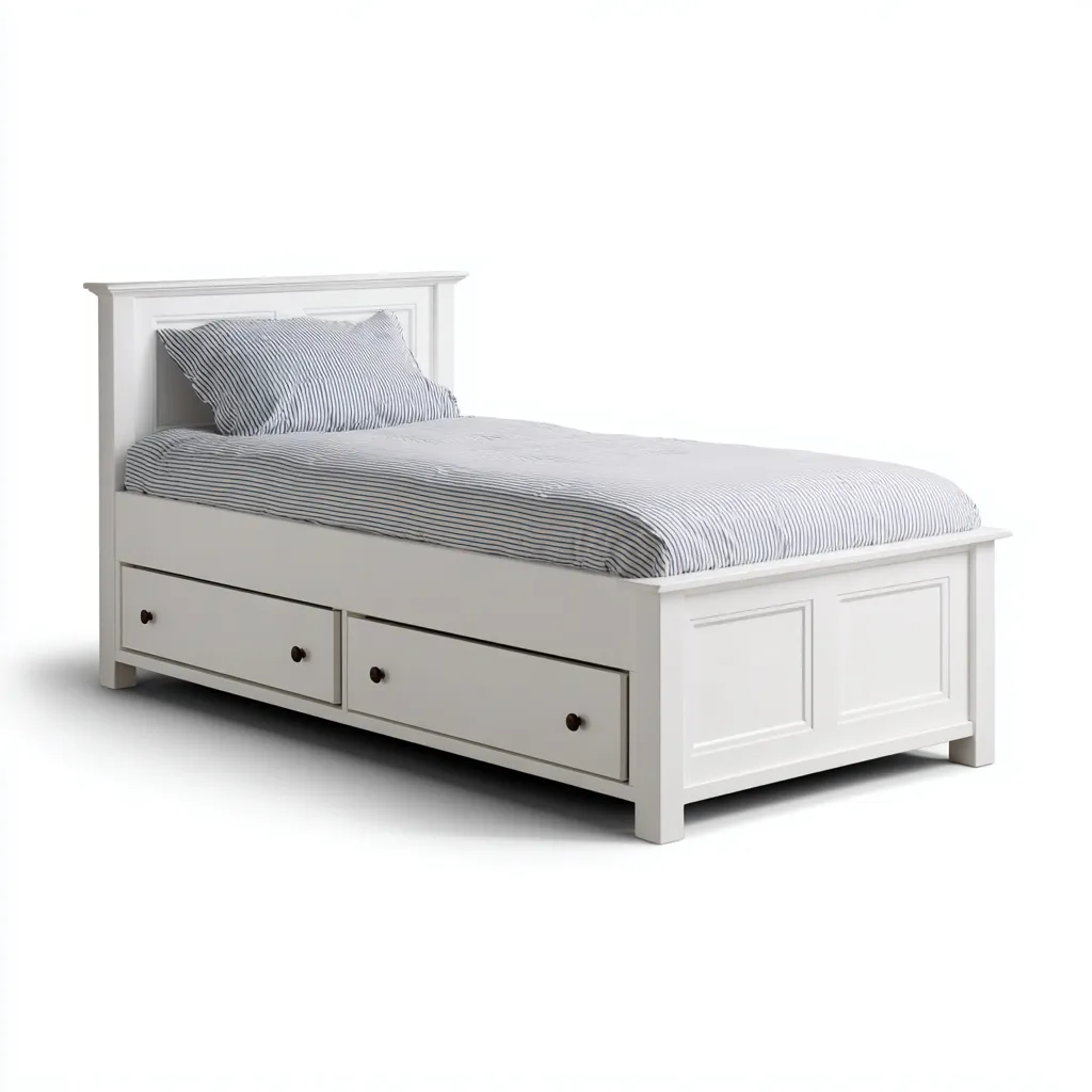 Lit simple en bois 200x100x95 cm - blanc - adapté à la chambre - design classique moderne-Homigetio