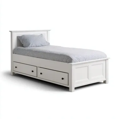 Lit simple en bois 200x100x95 cm - blanc - adapté à la chambre - design classique moderne-Homigetio