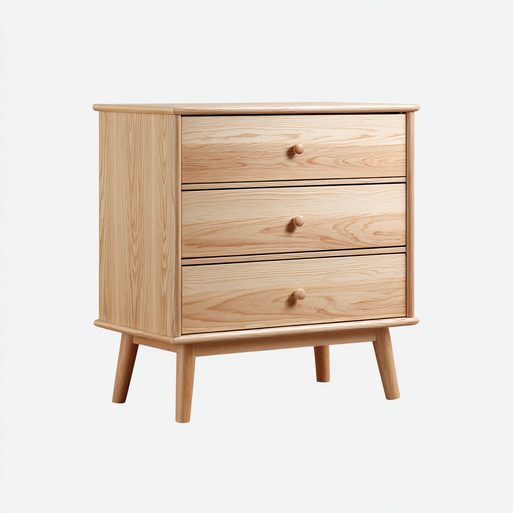 Commode bois clair 3 tiroirs 60x40x75 cm - style moderne - rangement pratique-Homigetio