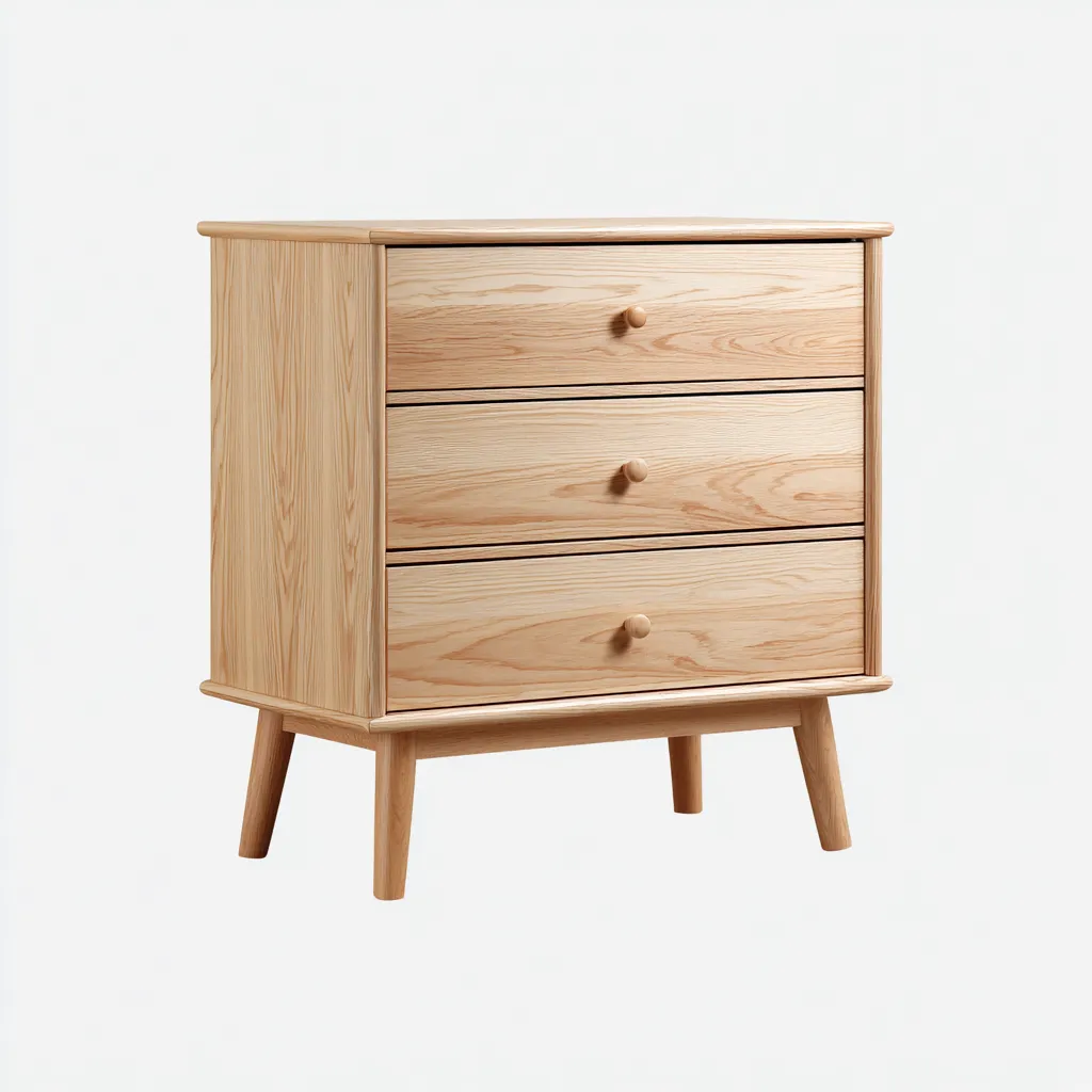Commode bois clair 3 tiroirs 60x40x75 cm - style moderne - rangement pratique-Homigetio