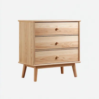 Commode bois clair 3 tiroirs 60x40x75 cm - style moderne - rangement pratique-Homigetio