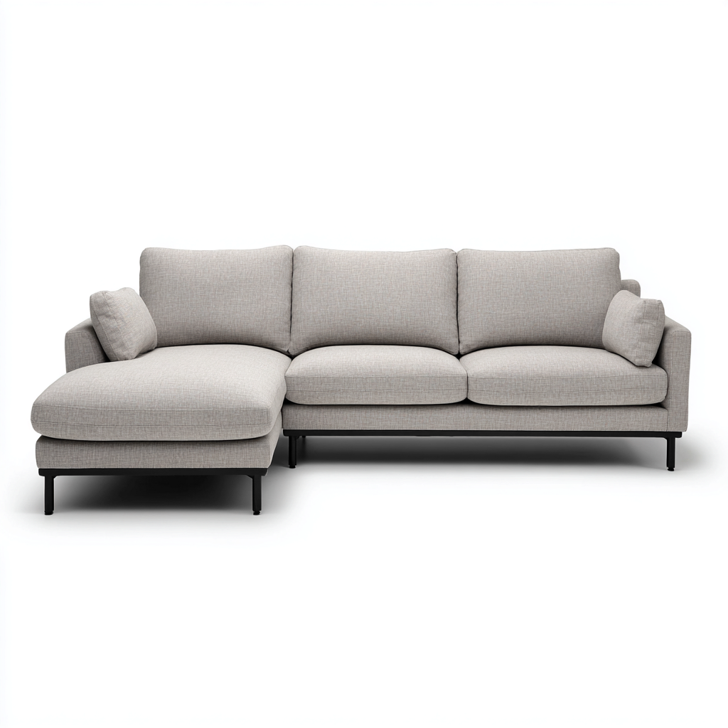 Canapé d'angle tissu gris clair 265x150x85 cm - design moderne - confortable-Homigetio