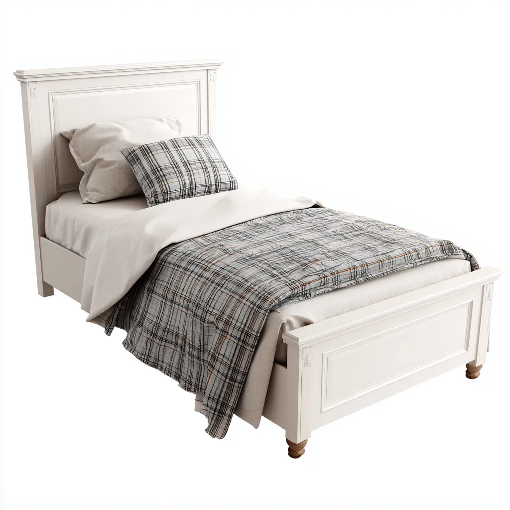 Lit simple Bois 200x100x110 cm - Blanc - Style classique-Homigetio