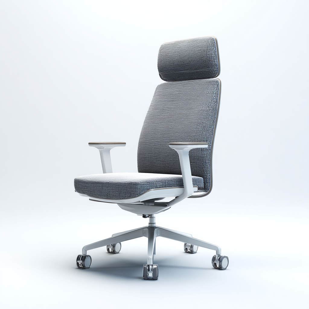 Chaise de bureau tissu et métal 68x68x125 cm - gris-blanc - siège ergonomique moderne - adaptée au bureau-Homigetio