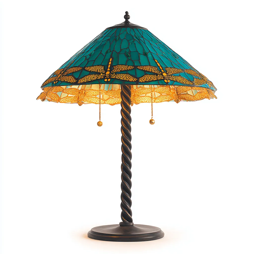 Lampe de table style Tiffany 55x38x38 cm - abat-jour en verre coloré - adaptée au salon - style classique-Homigetio
