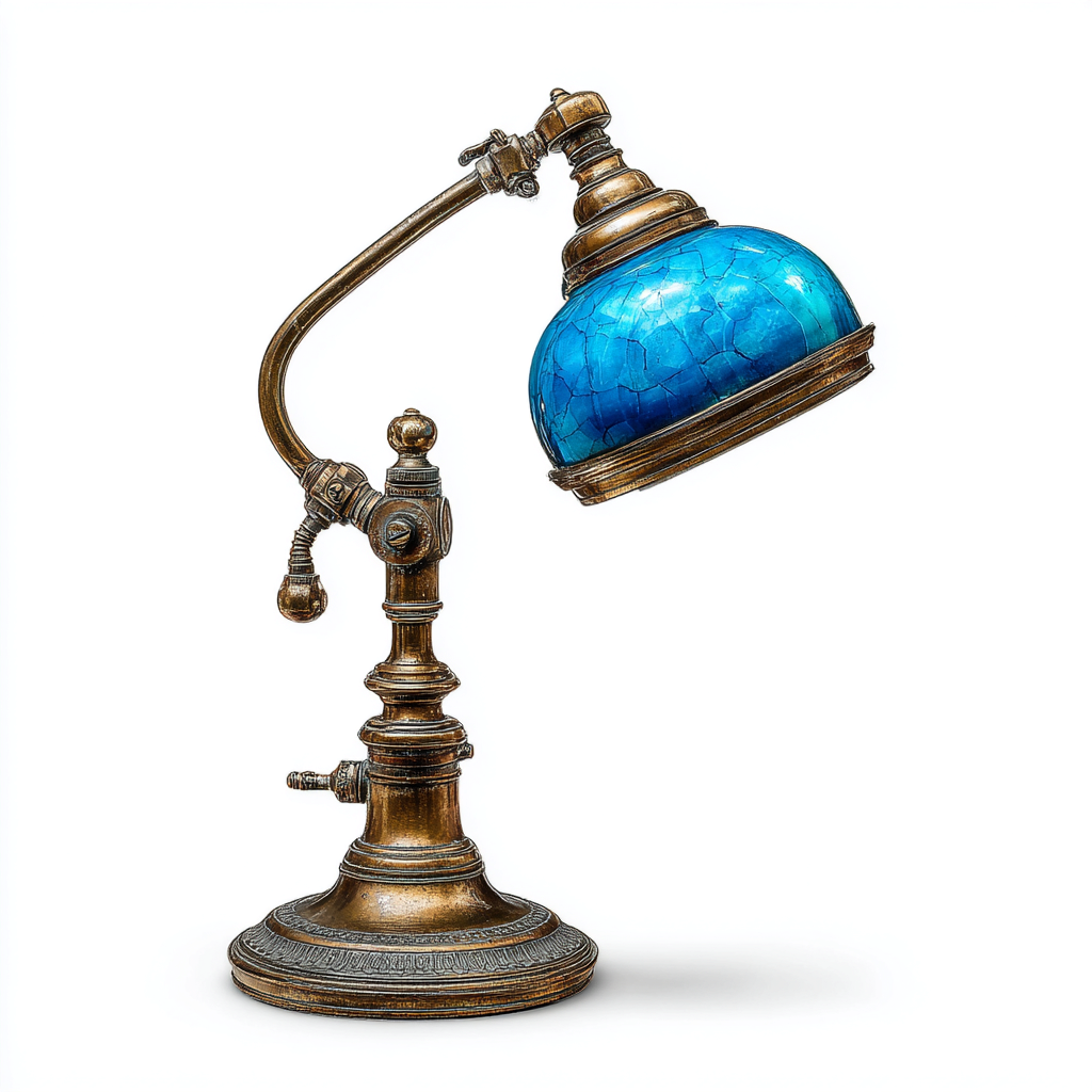 Lampe de table métal et verre 20x20x32 cm - bronze-bleu - éclairage décoratif vintage - adaptée au salon-Homigetio