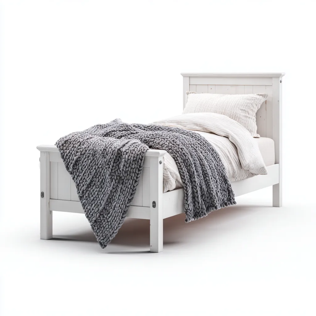 Lit simple bois 200x100x90 cm - blanc - design classique adapté à la chambre-Homigetio