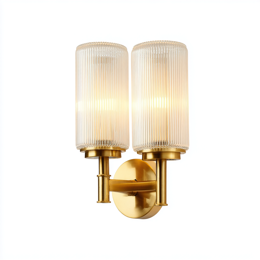 Applique murale métal et verre 12x20x28 cm - doré - éclairage décoratif moderne - adaptée au salon-Homigetio