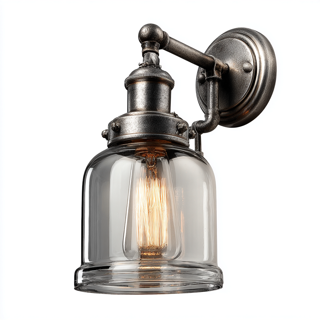 Applique murale Métal-Verre 18x14x28 cm - Argent - Style industriel-Homigetio