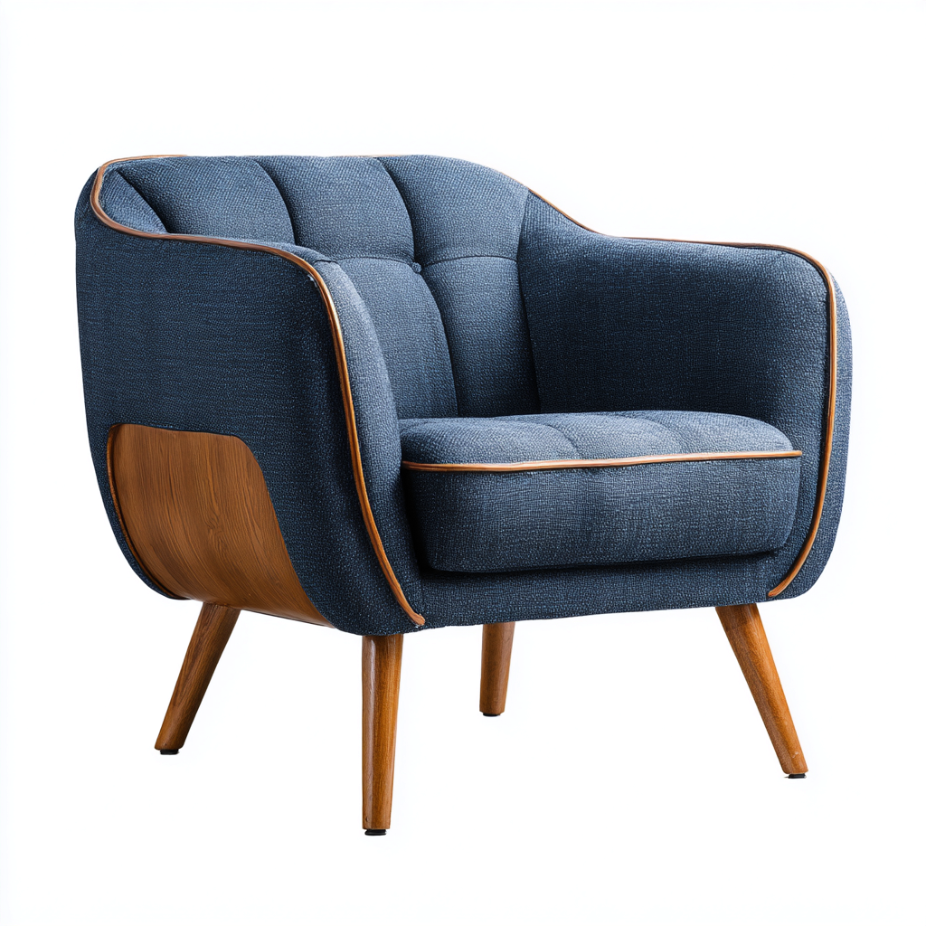 Fauteuil tissu bleu 85x80x95 cm - design moderne - assise confortable-Homigetio
