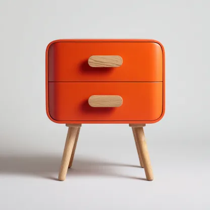 Commode 2 tiroirs bois 50x40x60 cm - orange - design moderne adapté au salon-Homigetio