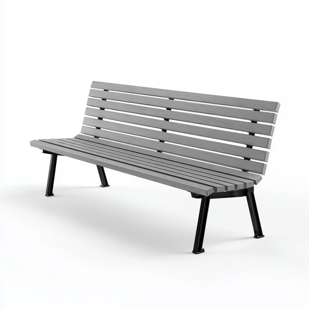 Banc de jardin Bois-Métal 150x60x85 cm - Gris-Noir - Style moderne-Homigetio