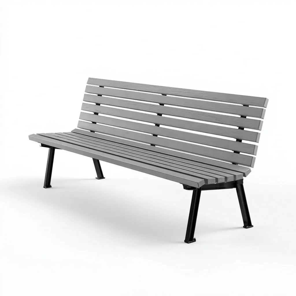 Banc de jardin Bois-Métal 150x60x85 cm - Gris-Noir - Style moderne-Homigetio