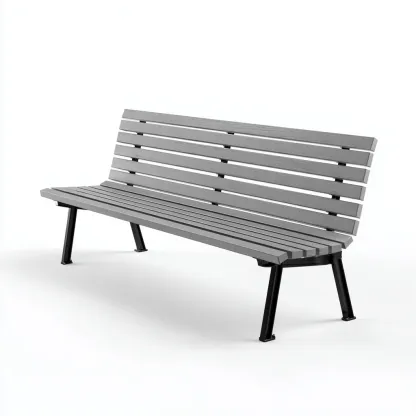 Banc de jardin Bois-Métal 150x60x85 cm - Gris-Noir - Style moderne-Homigetio
