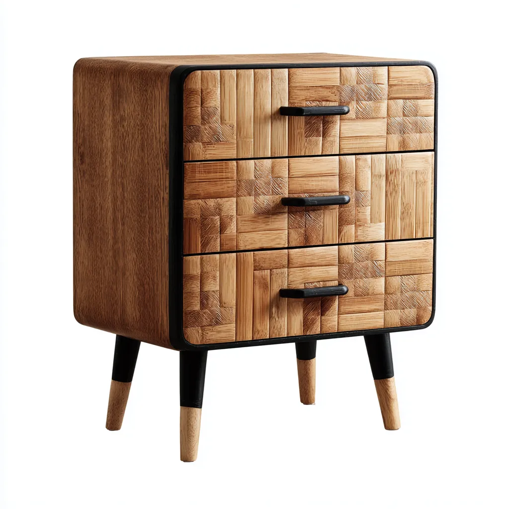 Commode bois 3 tiroirs 55x35x70 cm - style moderne - rangement pratique-Homigetio