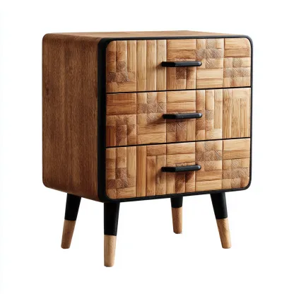 Commode bois 3 tiroirs 55x35x70 cm - style moderne - rangement pratique-Homigetio