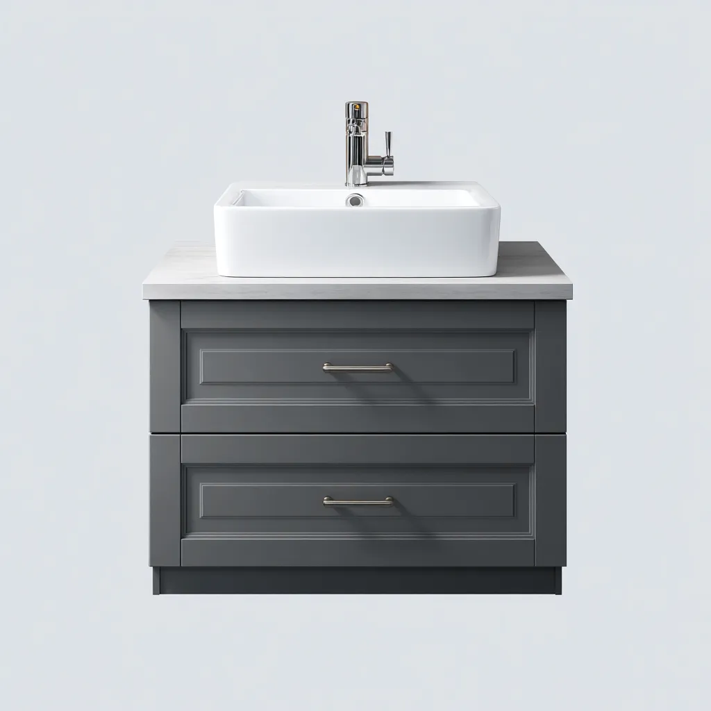 Meuble vasque bois 62x46x54 cm - gris - design moderne adapté à la salle de bain-Homigetio
