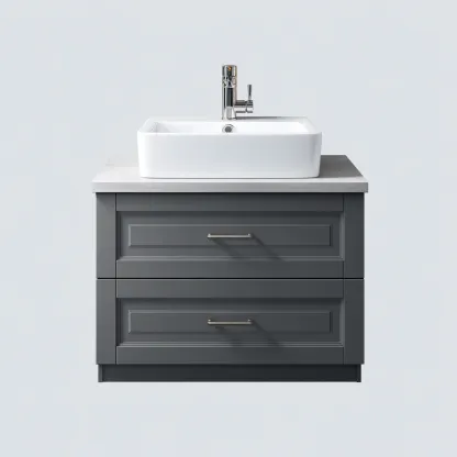 Meuble vasque bois 62x46x54 cm - gris - design moderne adapté à la salle de bain-Homigetio