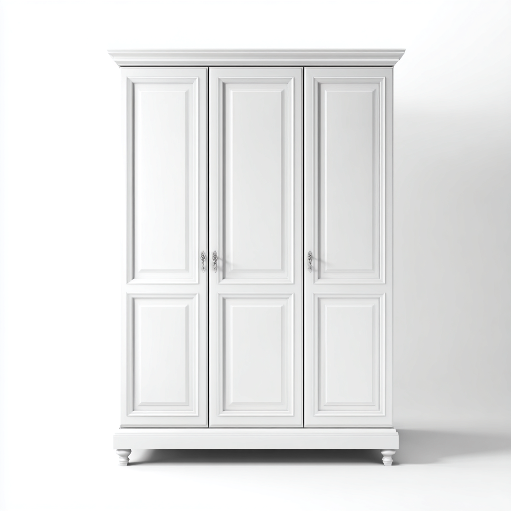 Armoire en bois 150x60x200 cm - blanc - adaptée à la chambre - design classique-Homigetio