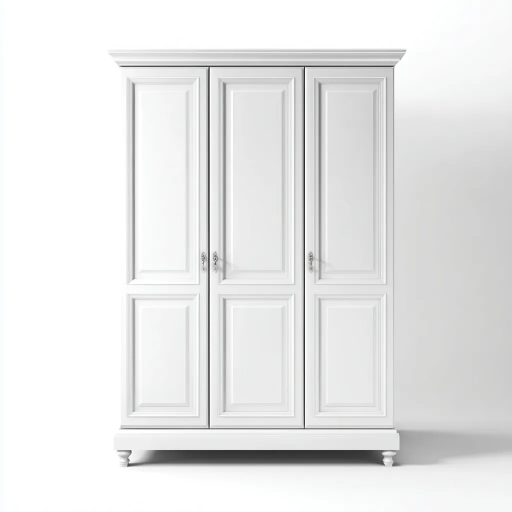 Armoire en bois 150x60x200 cm - blanc - adaptée à la chambre - design classique-Homigetio