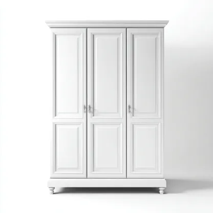 Armoire en bois 150x60x200 cm - blanc - adaptée à la chambre - design classique-Homigetio