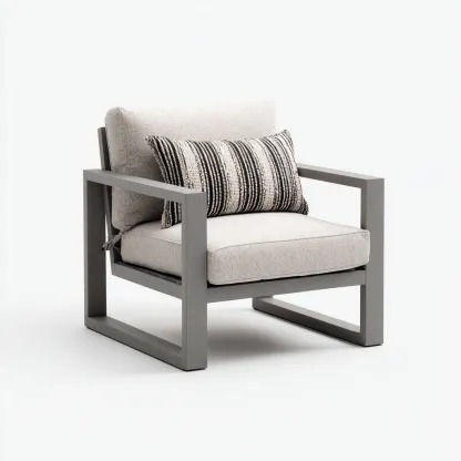 Fauteuil de jardin Métal-Tissu 78x75x82 cm - Gris-Beige - Style moderne-Homigetio