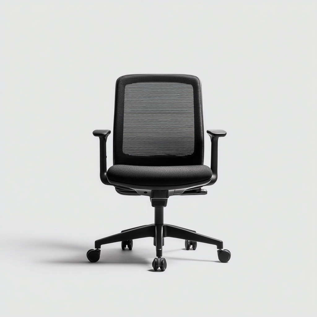 Chaise de bureau noir en mesh respirant avec base à roulettes 62x62x98 cm - adaptée au bureau - design ergonomique-Homigetio