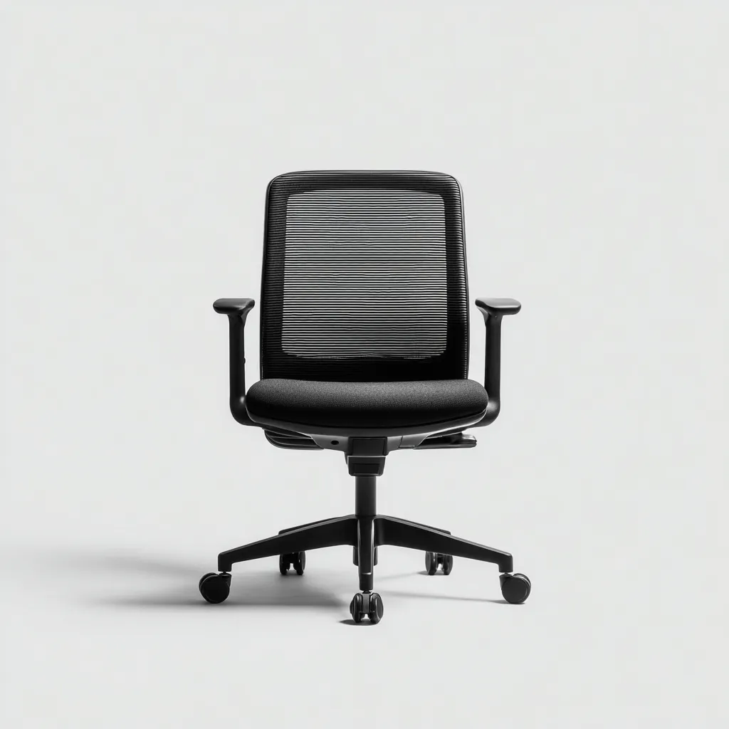 Chaise de bureau noir en mesh respirant avec base à roulettes 62x62x98 cm - adaptée au bureau - design ergonomique-Homigetio