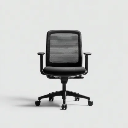 Chaise de bureau noir en mesh respirant avec base à roulettes 62x62x98 cm - adaptée au bureau - design ergonomique-Homigetio