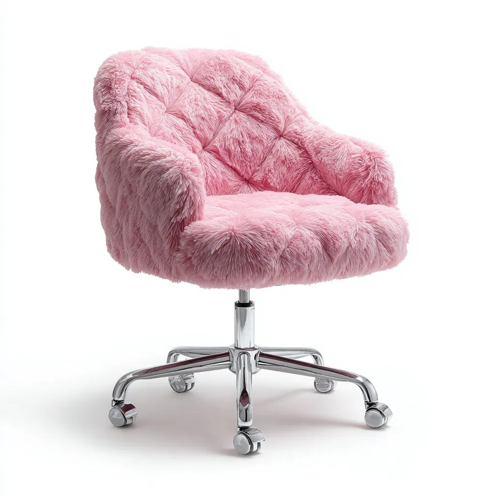 Chaise de bureau Métal-Tissu 60x60x90 cm - Rose - Style moderne-Homigetio