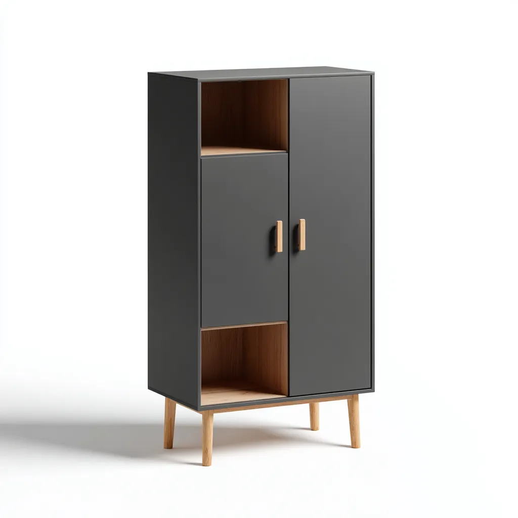 Meuble de rangement de salle de bain 60x30x110 cm - gris-noir - design moderne-Homigetio