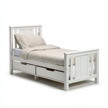 Lit simple-bois-200x100x105 cm-blanc-design moderne-Homigetio