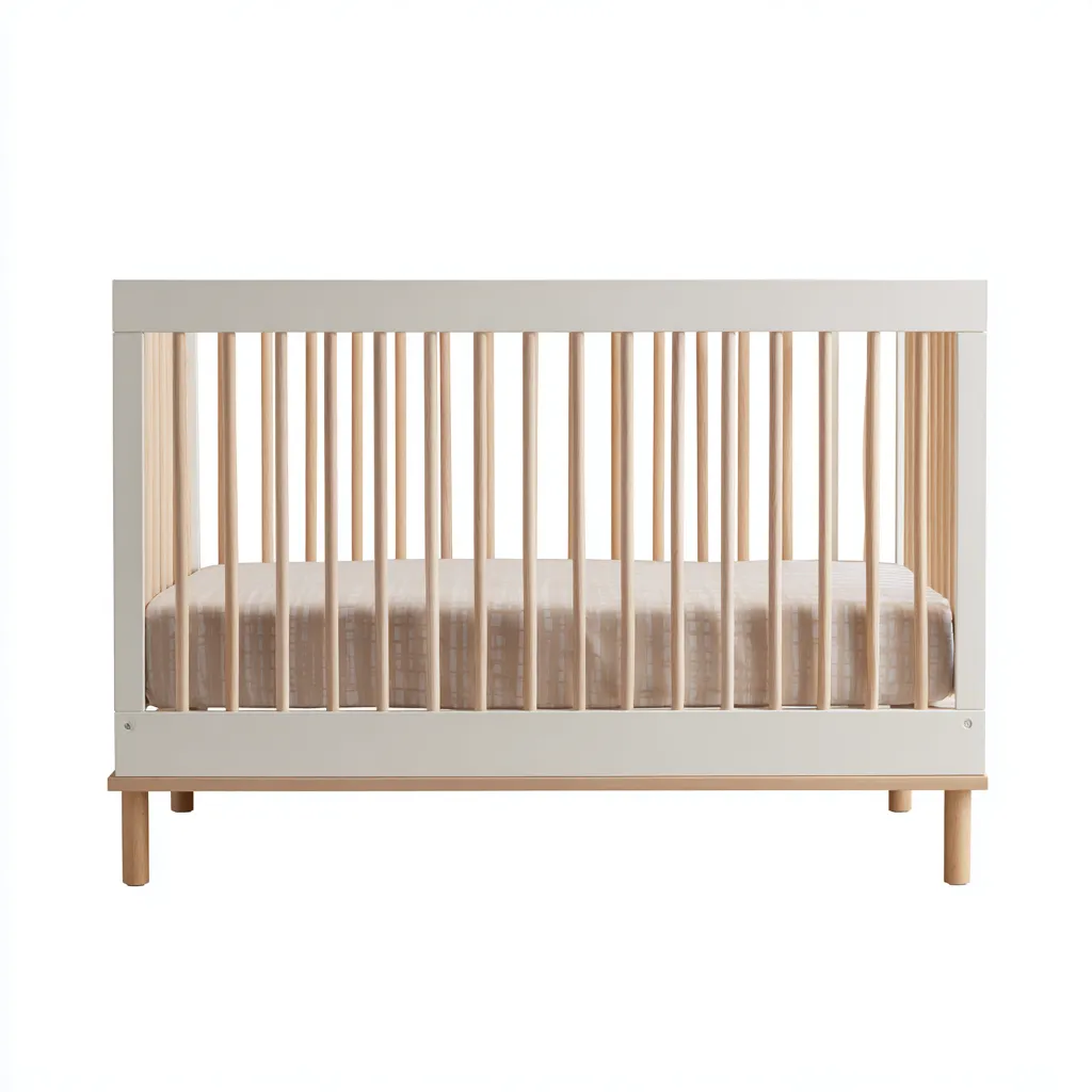 Lit bébé-bois-125x67x92 cm-blanc-bois clair-design moderne-Homigetio