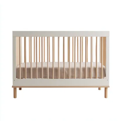 Lit bébé-bois-125x67x92 cm-blanc-bois clair-design moderne-Homigetio