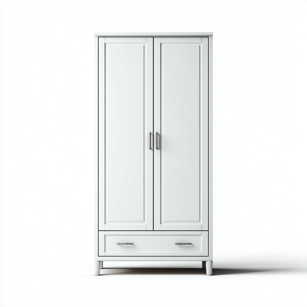 Armoire bois 120x55x180 cm - blanc-gris - adaptée à la chambre - design moderne-Homigetio