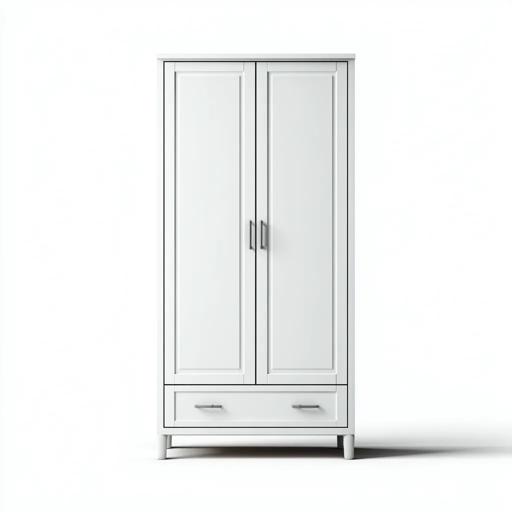 Armoire bois 120x55x180 cm - blanc-gris - adaptée à la chambre - design moderne-Homigetio