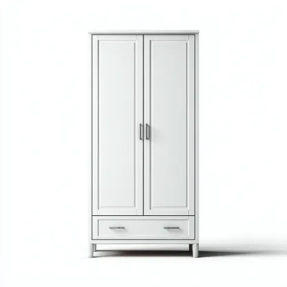 Armoire bois 120x55x180 cm - blanc-gris - adaptée à la chambre - design moderne-Homigetio