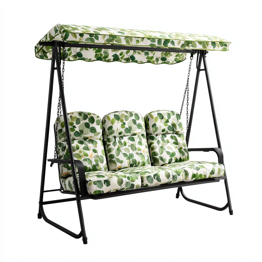 Balancelle de jardin métal-tissu 200x120x170 cm - noir-vert - avec auvent adapté au jardin-Homigetio